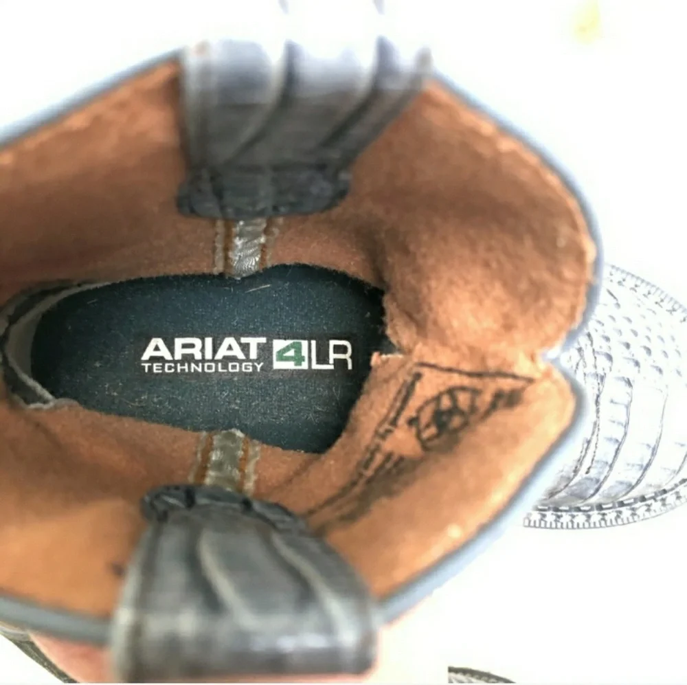 ARIAT Kid's Blue Suede & Croc Western Boots Sz 11